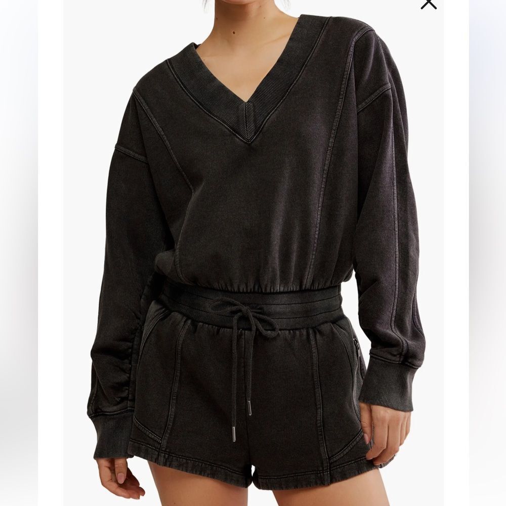 NWT Free People Movement Intercept Relaxed Fit Black Romper size XS